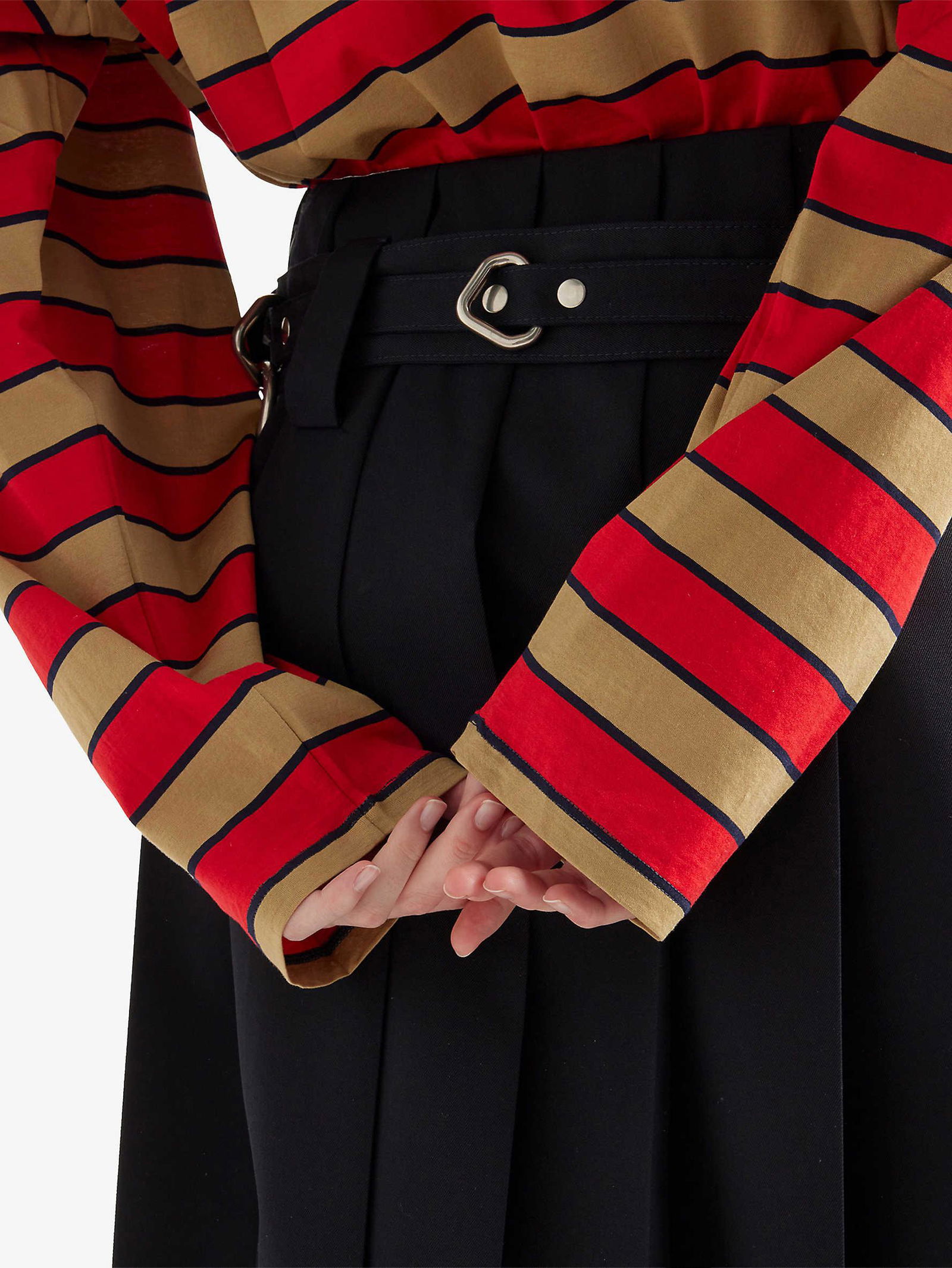 PRADA Long-Sleeve Stripe Sartorial-Label Cotton T-Shirt | endource