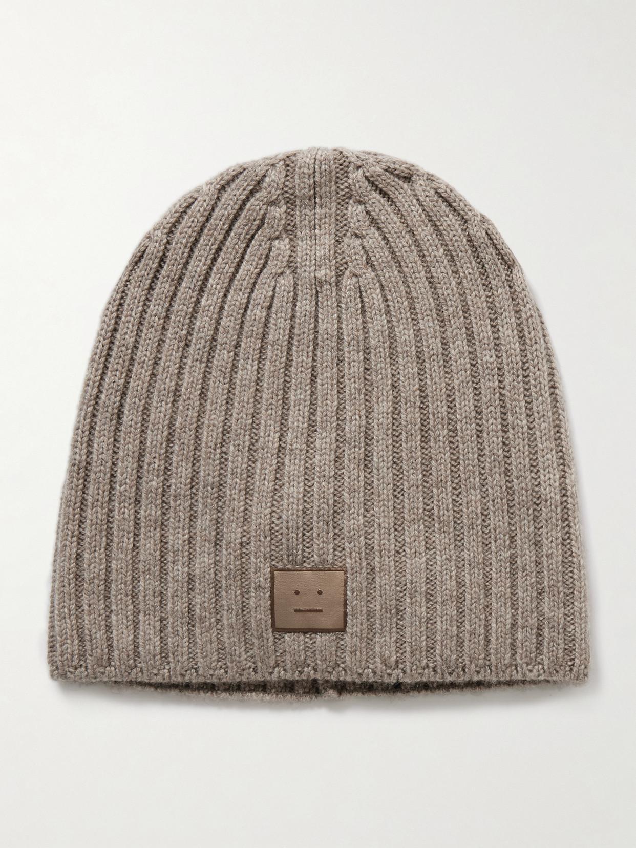 ACNE STUDIOS Appliquéd Ribbed Wool Beanie | endource