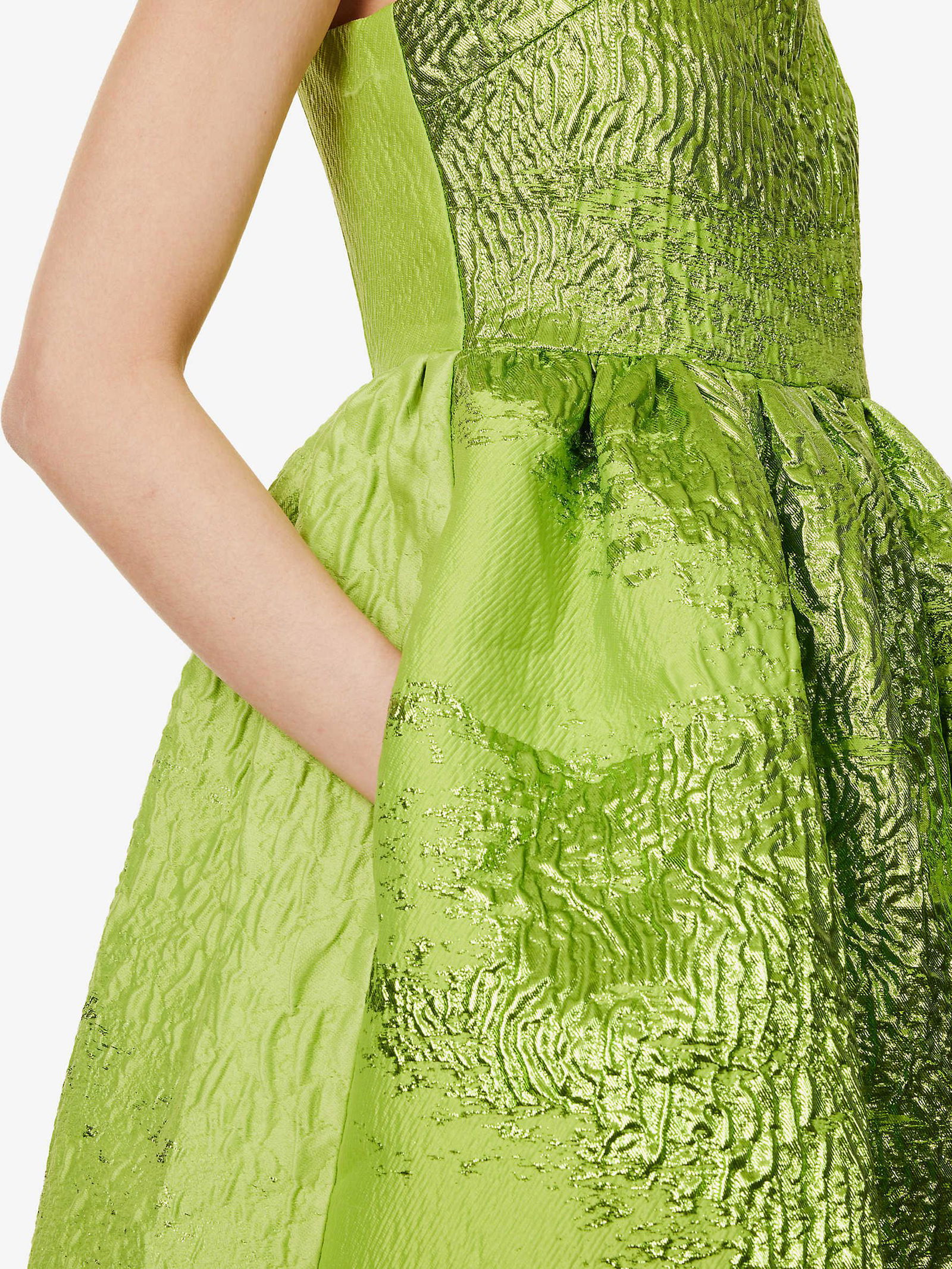 belted off the shoulder dress Green 1940s Off-Shoulder Stripes Bow Belted Dress
