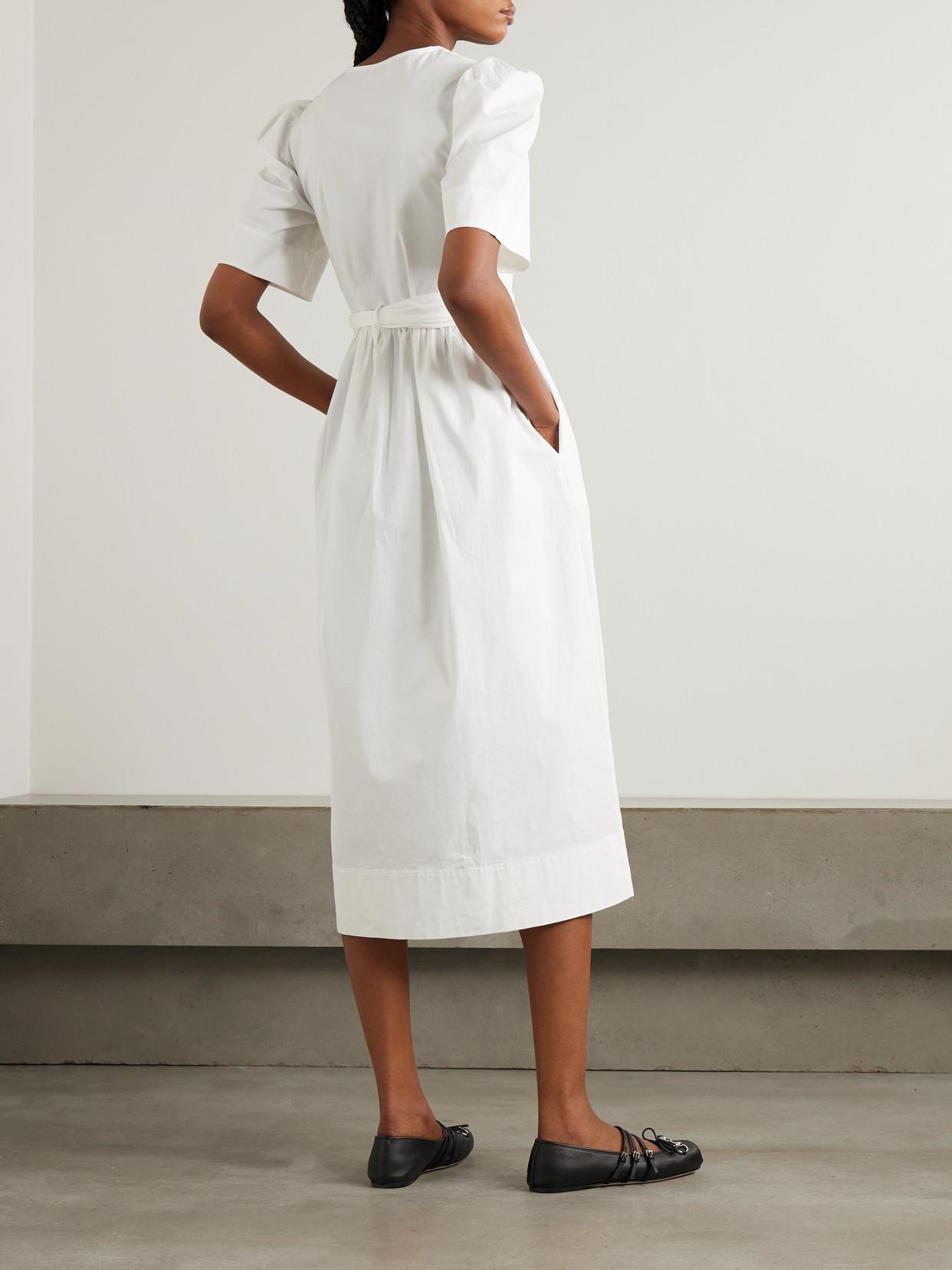 ganni white midi dress White Stretch Cotton Dress