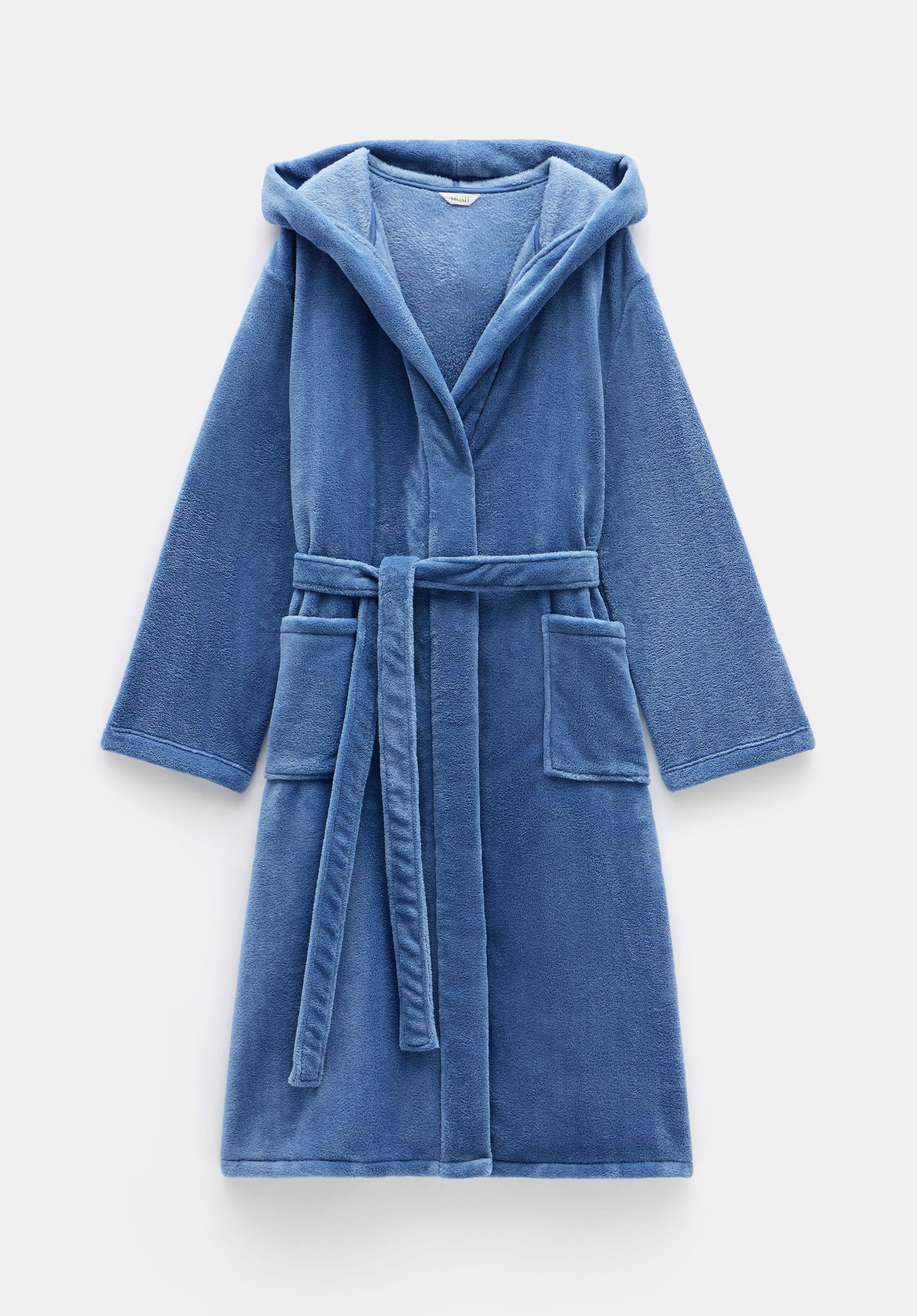 blue dressing gown with hood Blue Check Hooded Gown