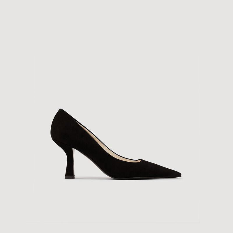 Black suede pump heel shoe