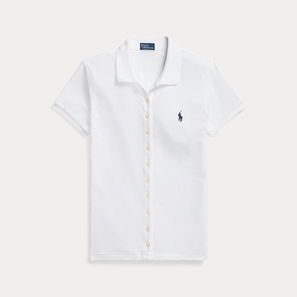 Blue Leopard Button-placket Sleeveless Polo Shirt main image 0
