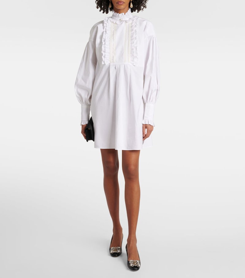 Valentino white ruffled dress with long sleeves