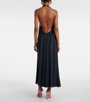 open lace back dress Maxi Dress Black Long Dress Corwin Open Back Satin Maxi Dress Size 14 main image 1