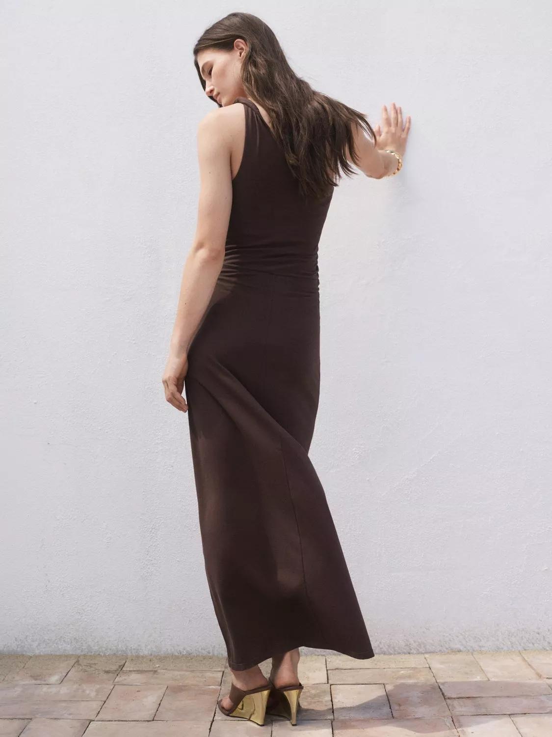 MANGO Cuba Asymmetrical Dress, Brown | endource MANGO Cuba Asymmetrical Dress, Brown | endource