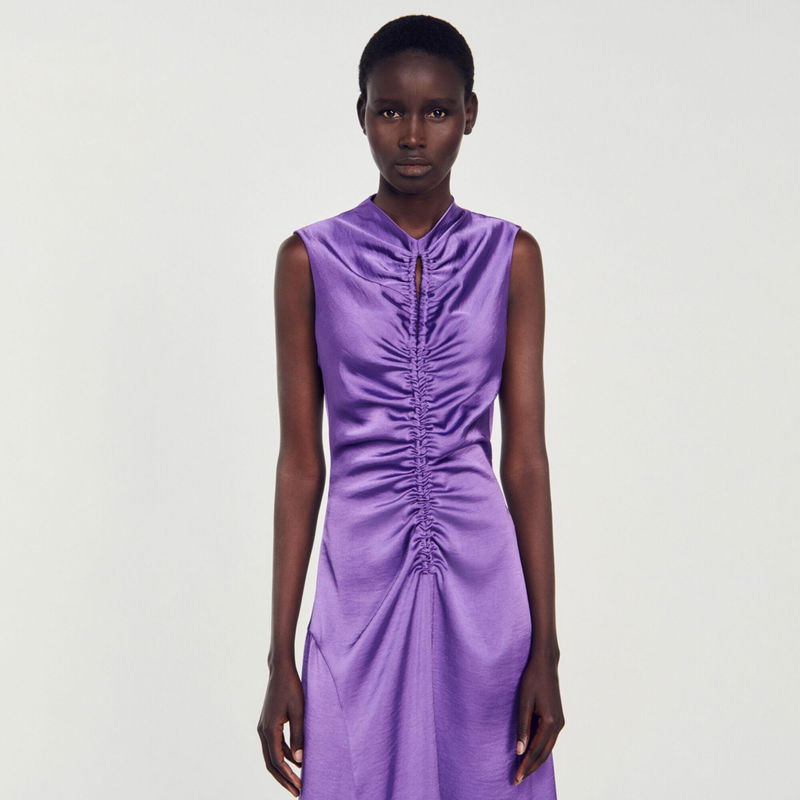 sandro satin look midi dress Sandro Satin Effect Midi Dress