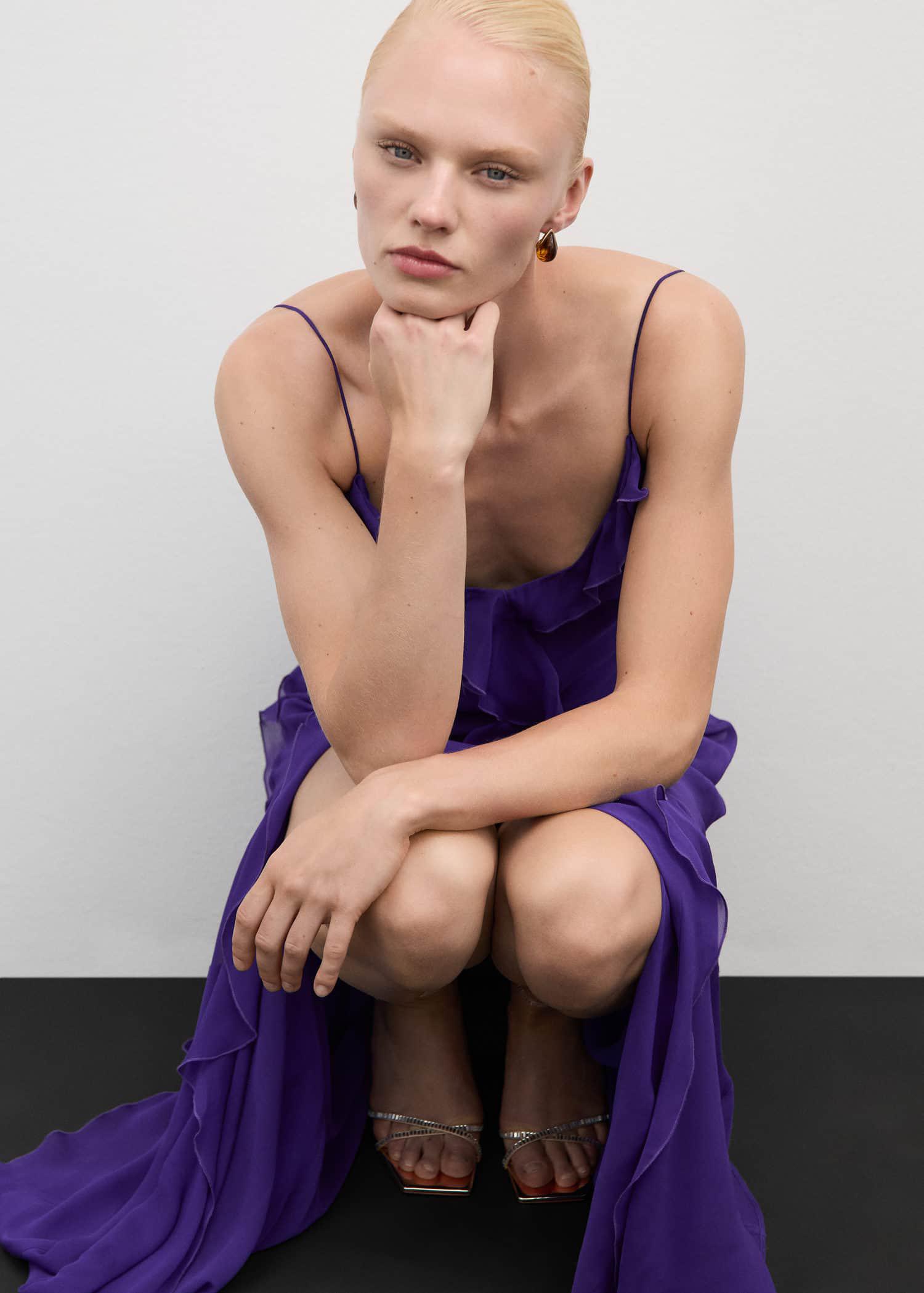 sachin and babi light blue dress Velvet dress with ruffles and chiffon sleeves