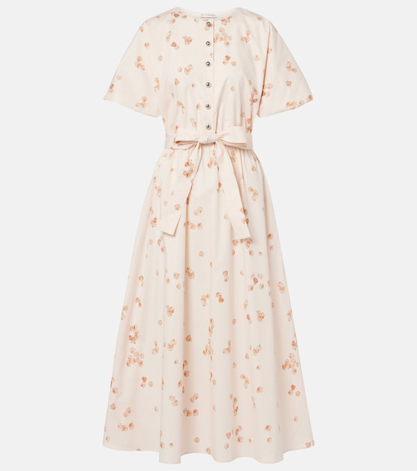 Altuzarra Paulina Floral Belted Cotton-Blend Midi Dress