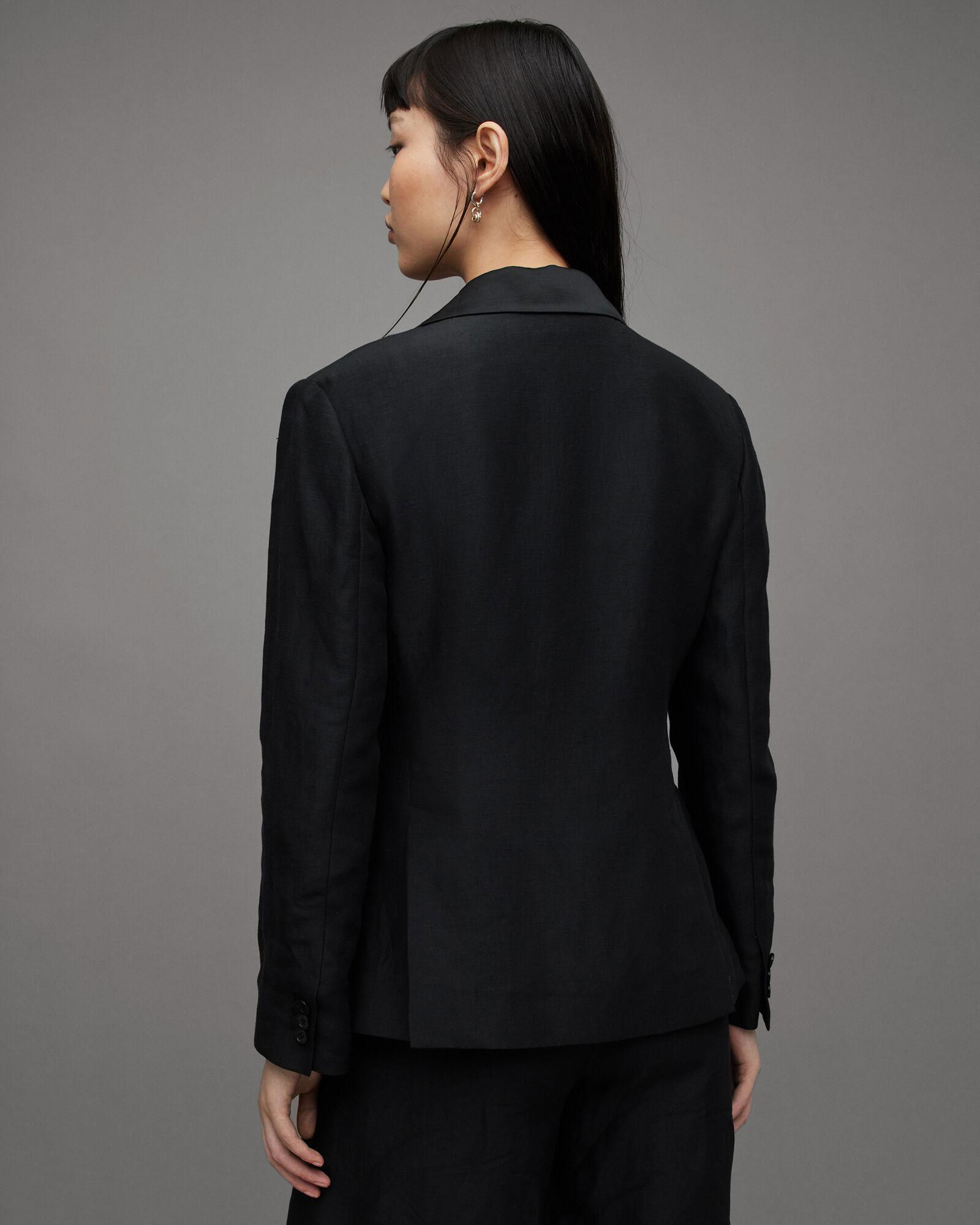 ALLSAINTS Eve Linen Blend Tailored Slim Fit Blazer | endource
