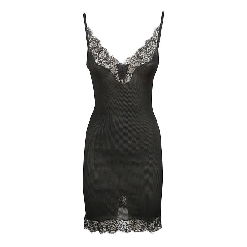 SAINT LAURENT Scalloped Lace V-Neck Mini Dress | endource SAINT LAURENT Scalloped Lace V-Neck Mini Dress | endource