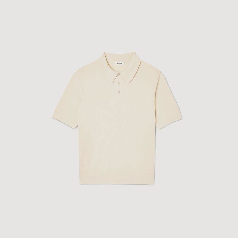 Cream-colored SANDRO short-sleeve polo shirt