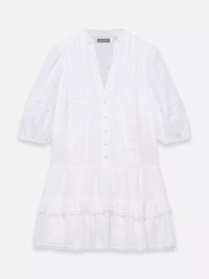 REFORMATION Andie Frilled Linen Mini Dress | endource