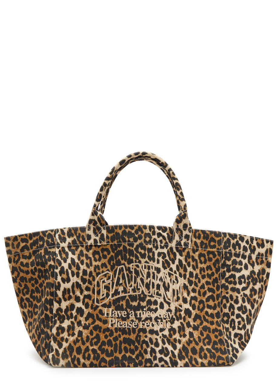 GANNI Printed XXL Shopper Canvas Tote Bag | endource