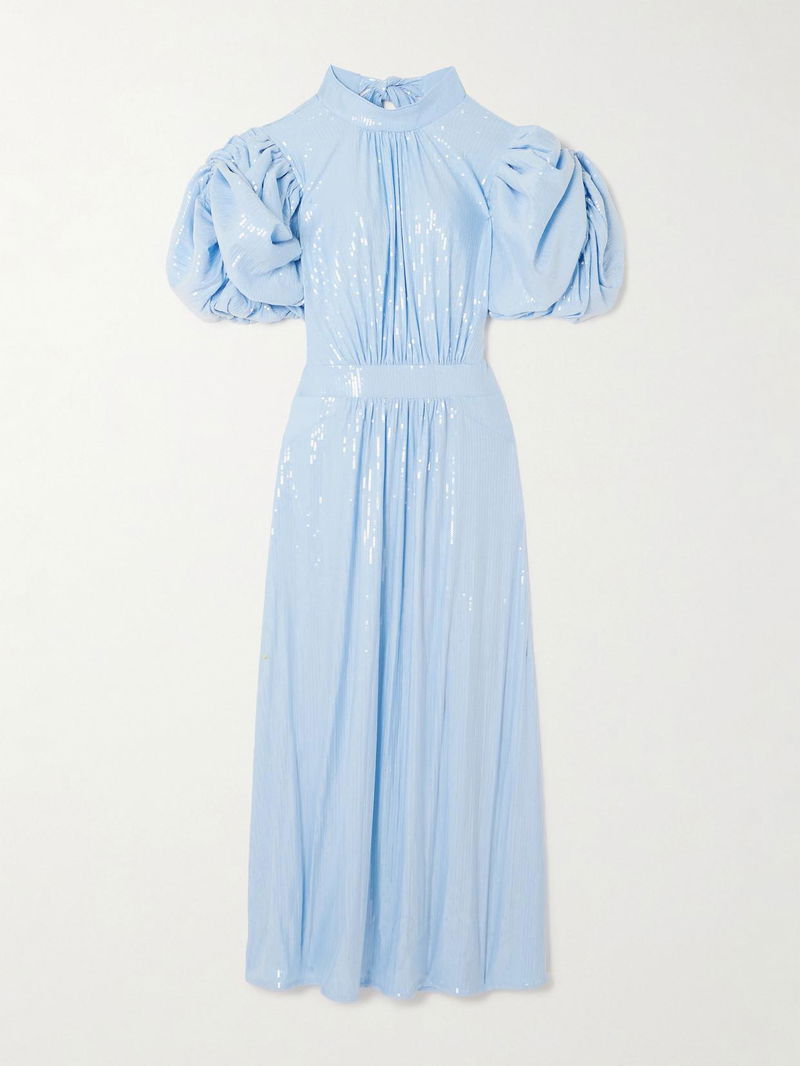 ROTATE BIRGER CHRISTENSEN Gathered Sequined Crepe Midi Dress | endource