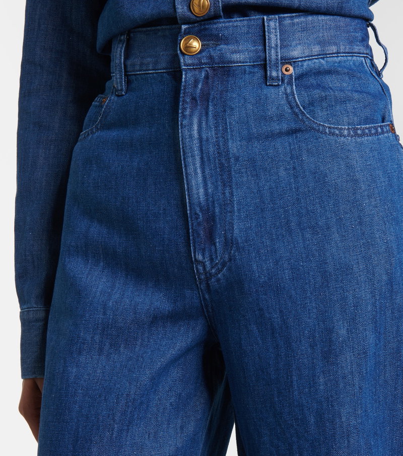 Valentino high-waisted denim jeans, close-up