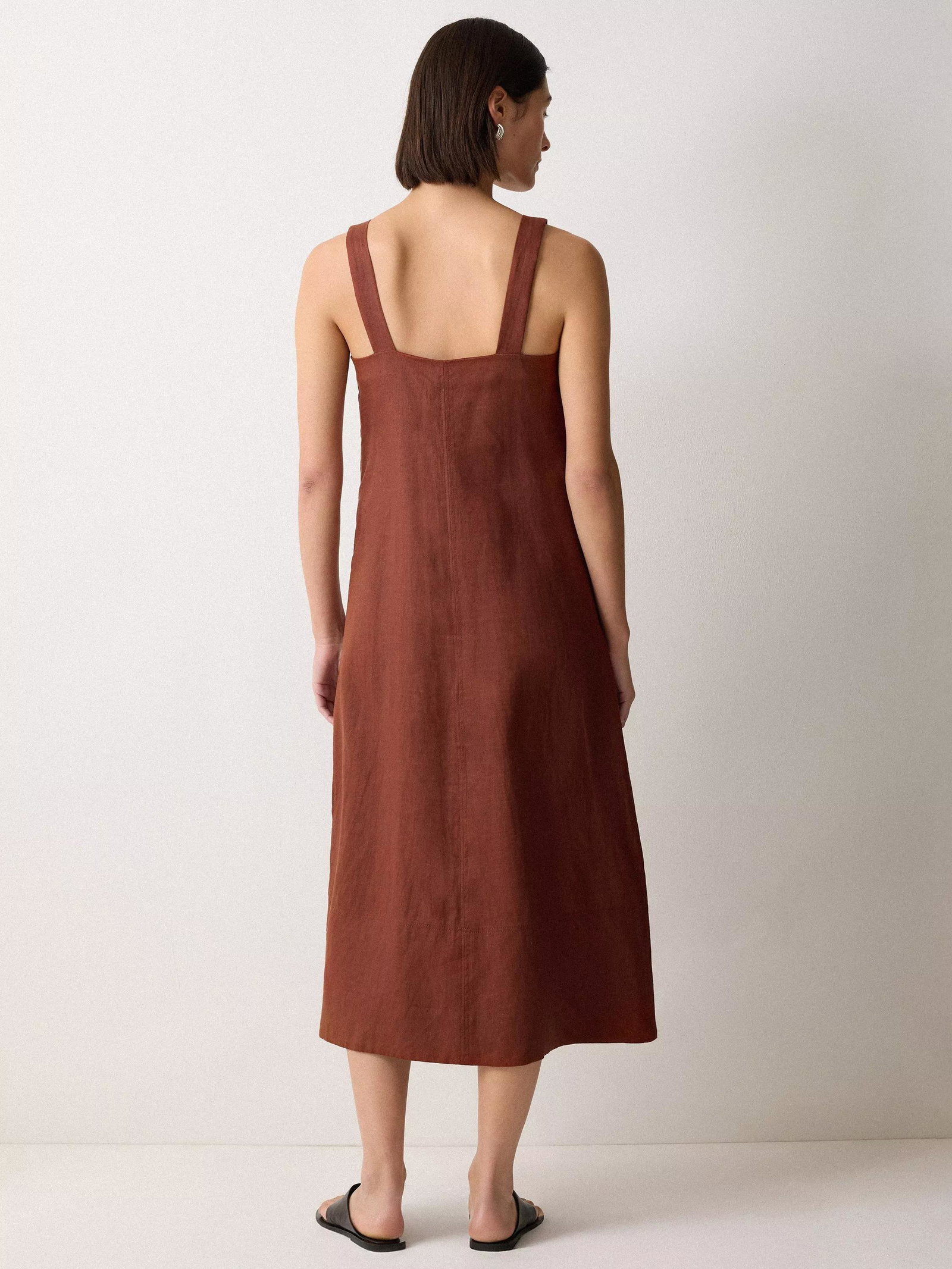 knee length dresses for ladies Linen Blend Color Block Shift Dress | Shift Dress main image 0