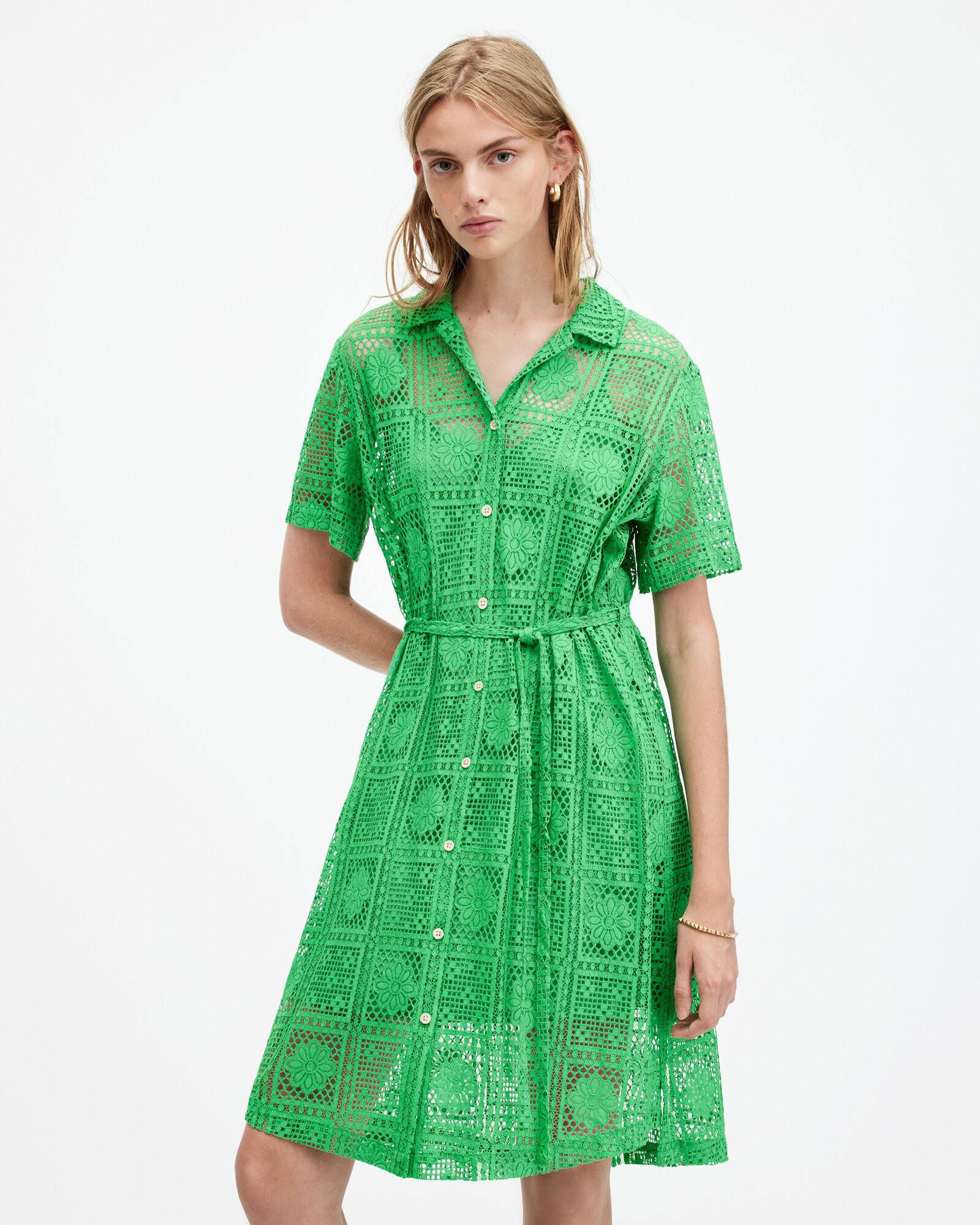 ALLSAINTS Athea Crochet Mini Shirt Dress | endource ALLSAINTS Athea Crochet Mini Shirt Dress | endource