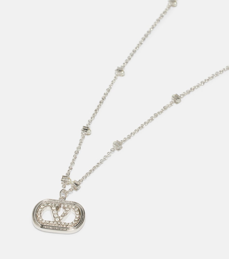 Valentino silver chain necklace with crown pendant.