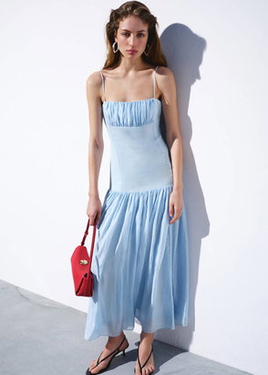 sachin and babi light blue dress Kaia Gerber dazzles in a bridal Mango dress and she makes it look like it  belongs on a catwalk main image 1