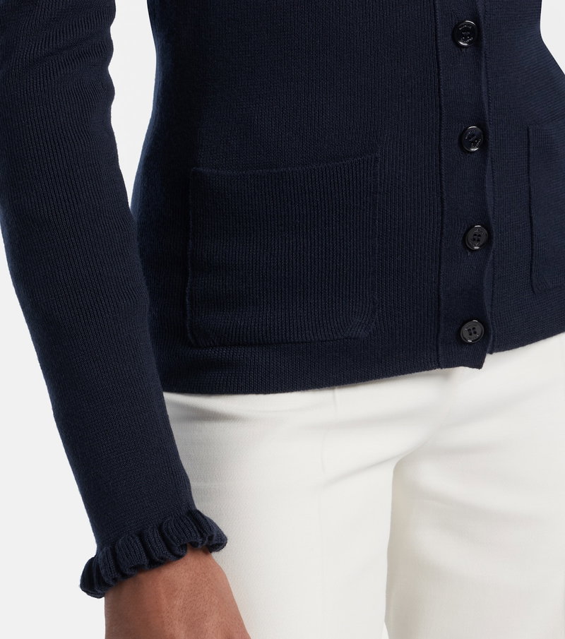 Navy Valentino cardigan with buttoned front and cuff detail