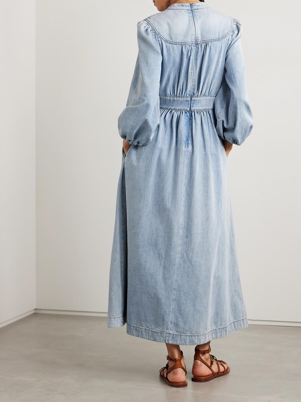 zimmermann lucky denim dress Gathered Midi Orchid Bloom tie straps with floral TRENDING: Florals for summer, Mini dress Color:Leopard/Print