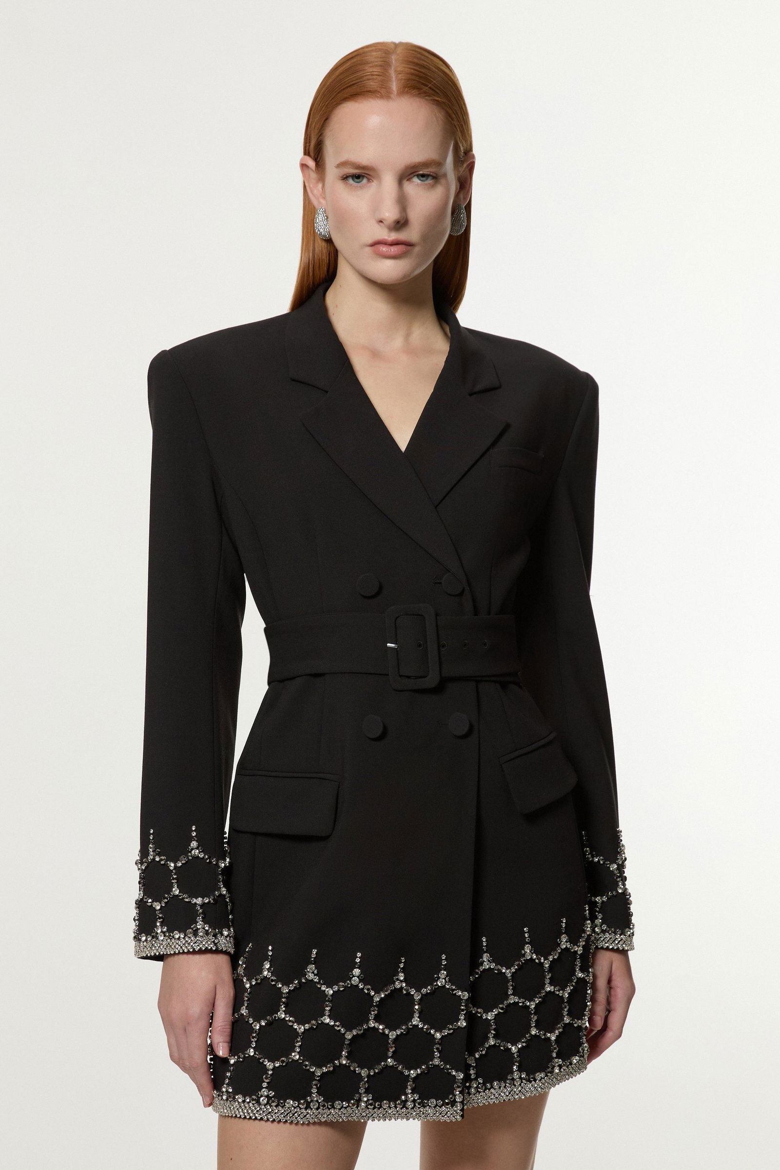 Karen Pleated Contrast Blazer Mini Dress