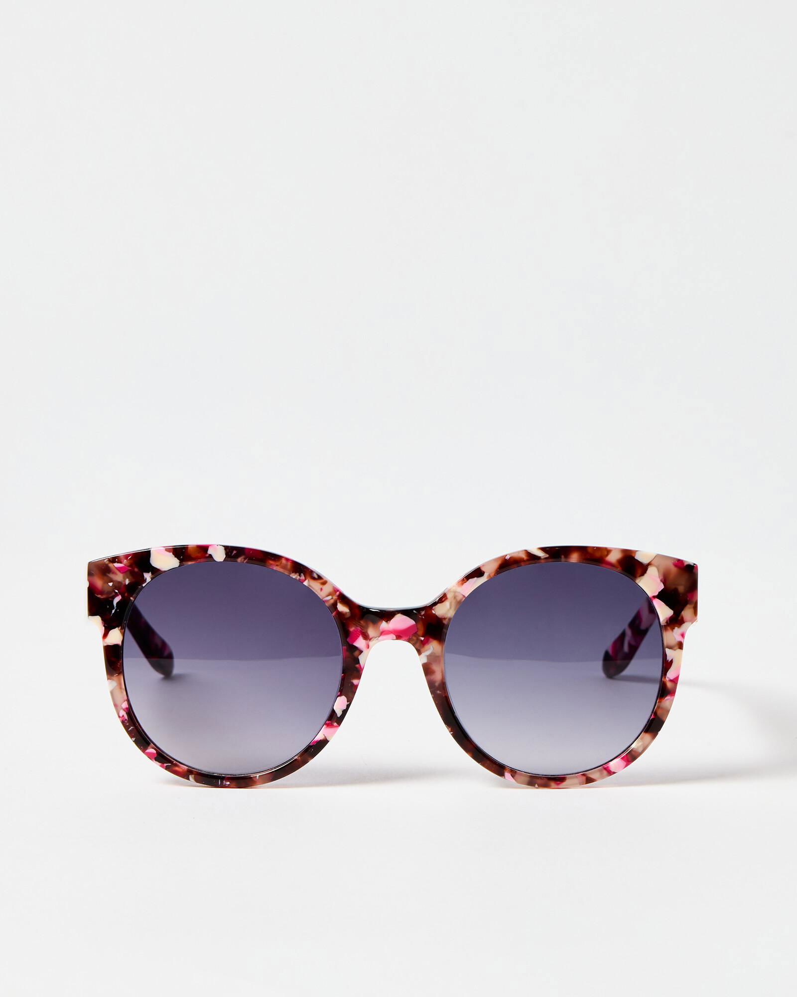 Oliver Bonas Round Faux Tortoiseshell Acetate Sunglasses In Pink Endource