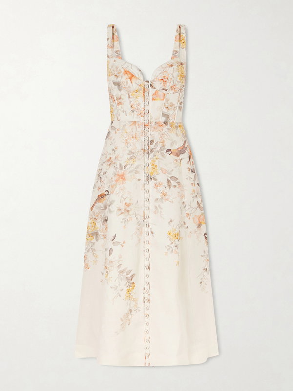 Zimmermann Printed Linen Midi Dress