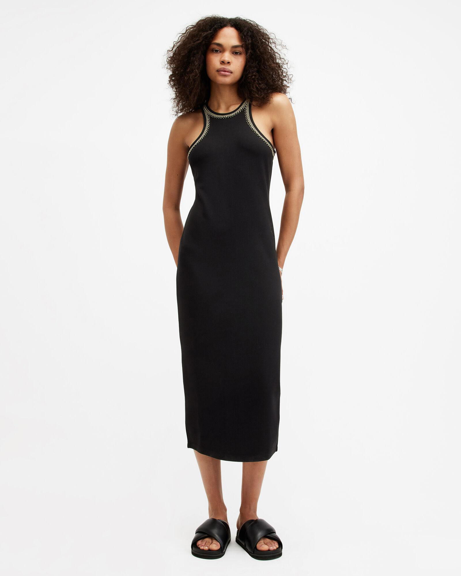 ALLSAINTS Cassidy Embellished Trim Midi Dress | endource
