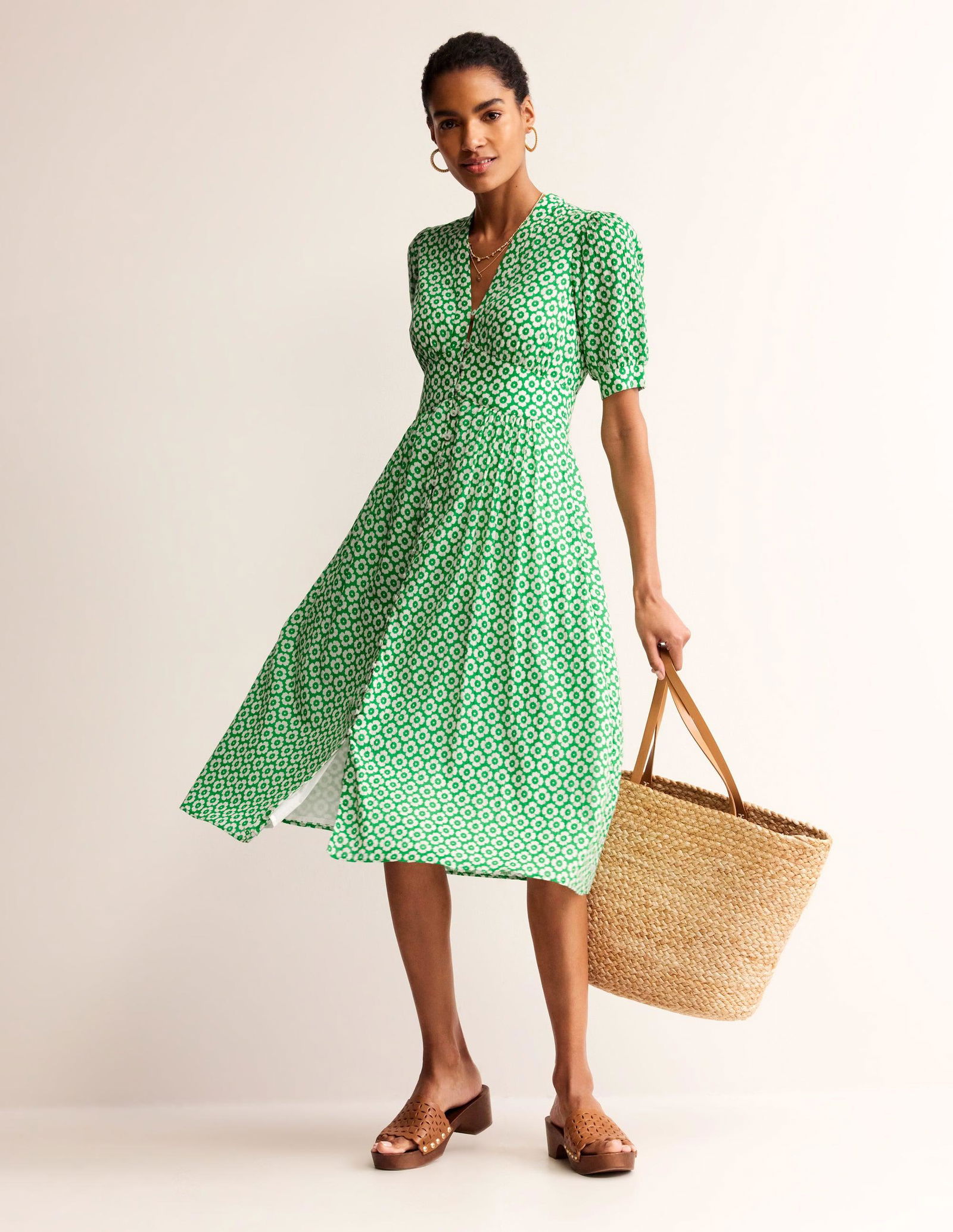 boden elsa crinkle midi tea dress Floral Elsa Everyday Dress Elsa Crinkle Midi Tea Dress-Flame Scarlet, Tulip Garden Boden AU