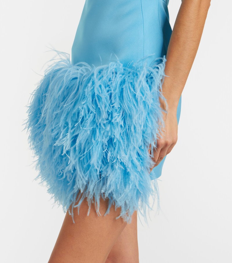 david koma blue feather dress David Koma Blue Feather Mini Dress with Split Detail Size FR 34 (UK 6) –  Sellier main image 0