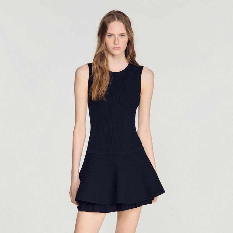 SANDRO Short Knit Dress With Ruffles | endource SANDRO Short Knit Dress With Ruffles | endource