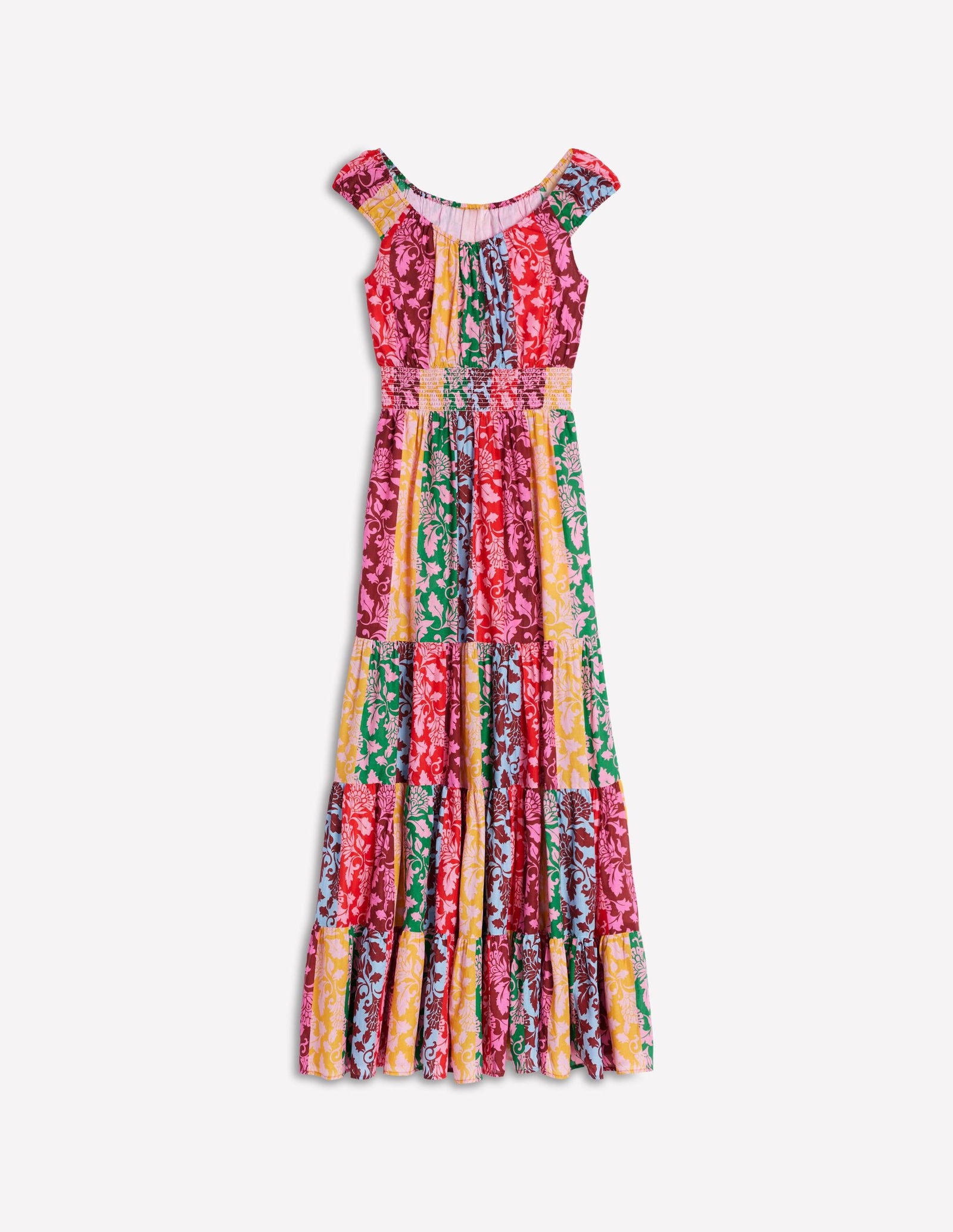 boden voop cotton tiered dress Boden Voop Cotton Tiered Dress Daffodil, Kaleidoscopic Floral in Yellow