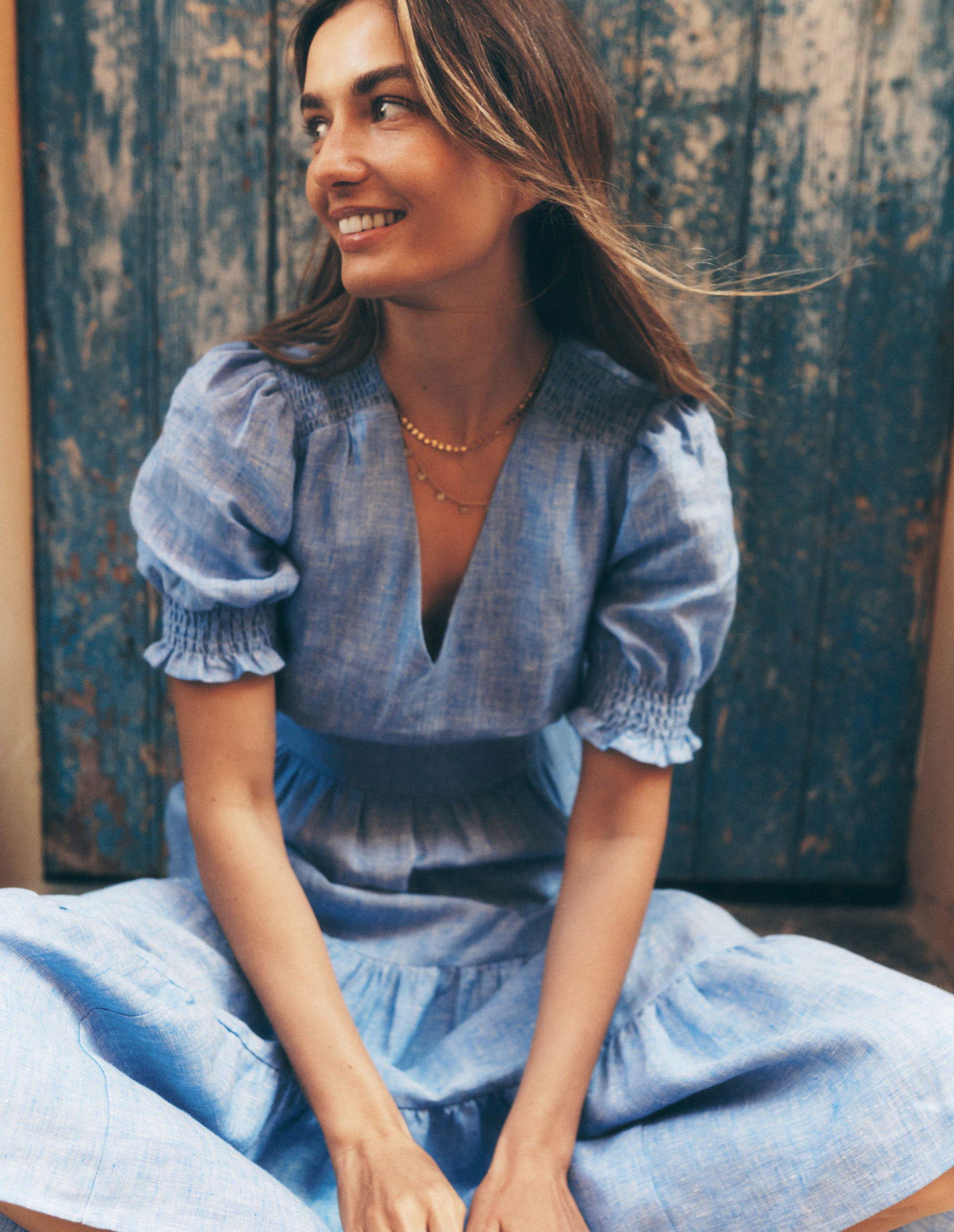 BODEN Anna Linen Tiered Midi Dress | endource