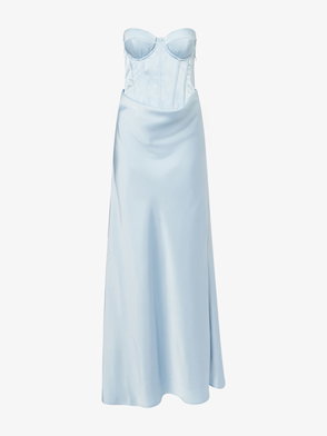 navy blue dress for baby girl Rotate Floral-appliqué satin midi dress ROTATE Birger Christensen