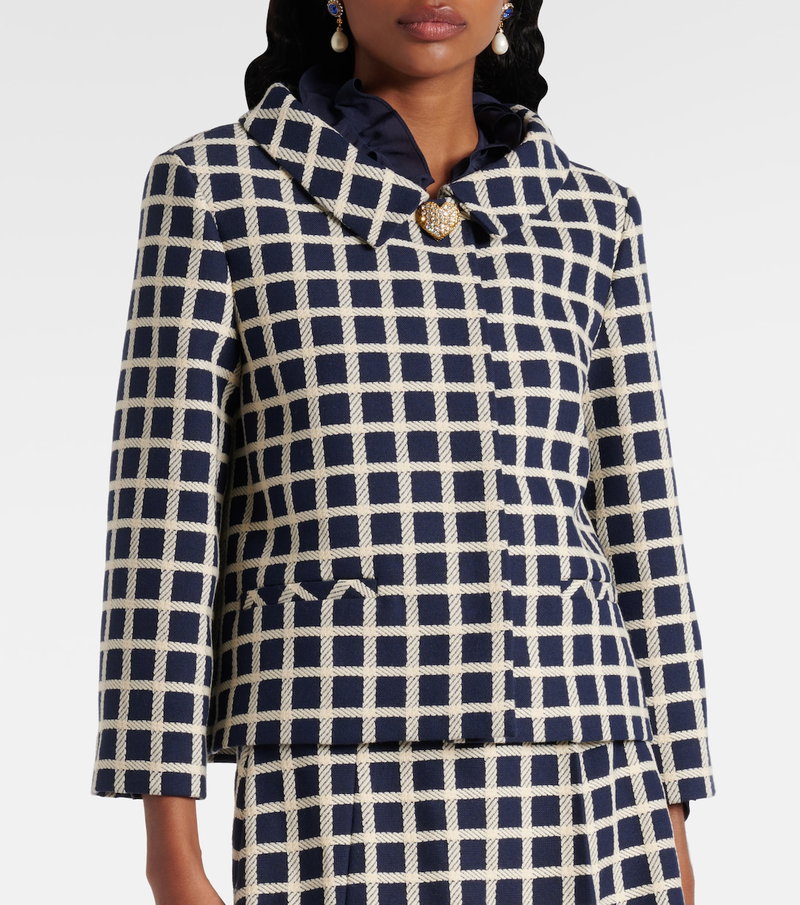 Valentino navy and cream woven blazer with rope detailing