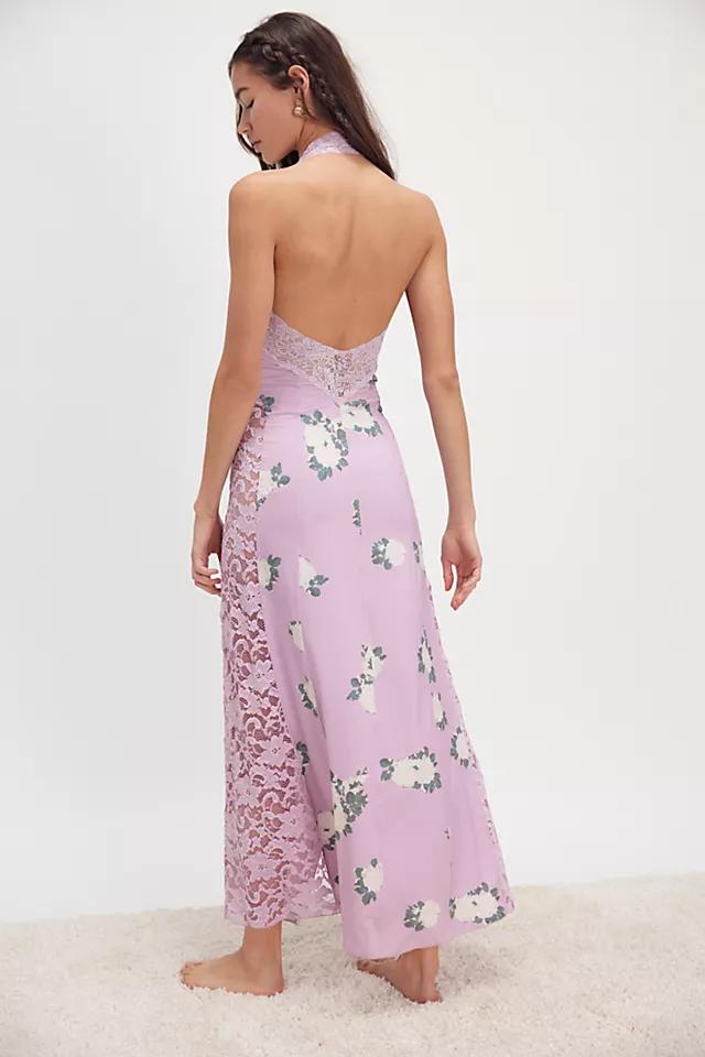 love you most print lace halter maxi dress Love You Most Printed Maxi Slip