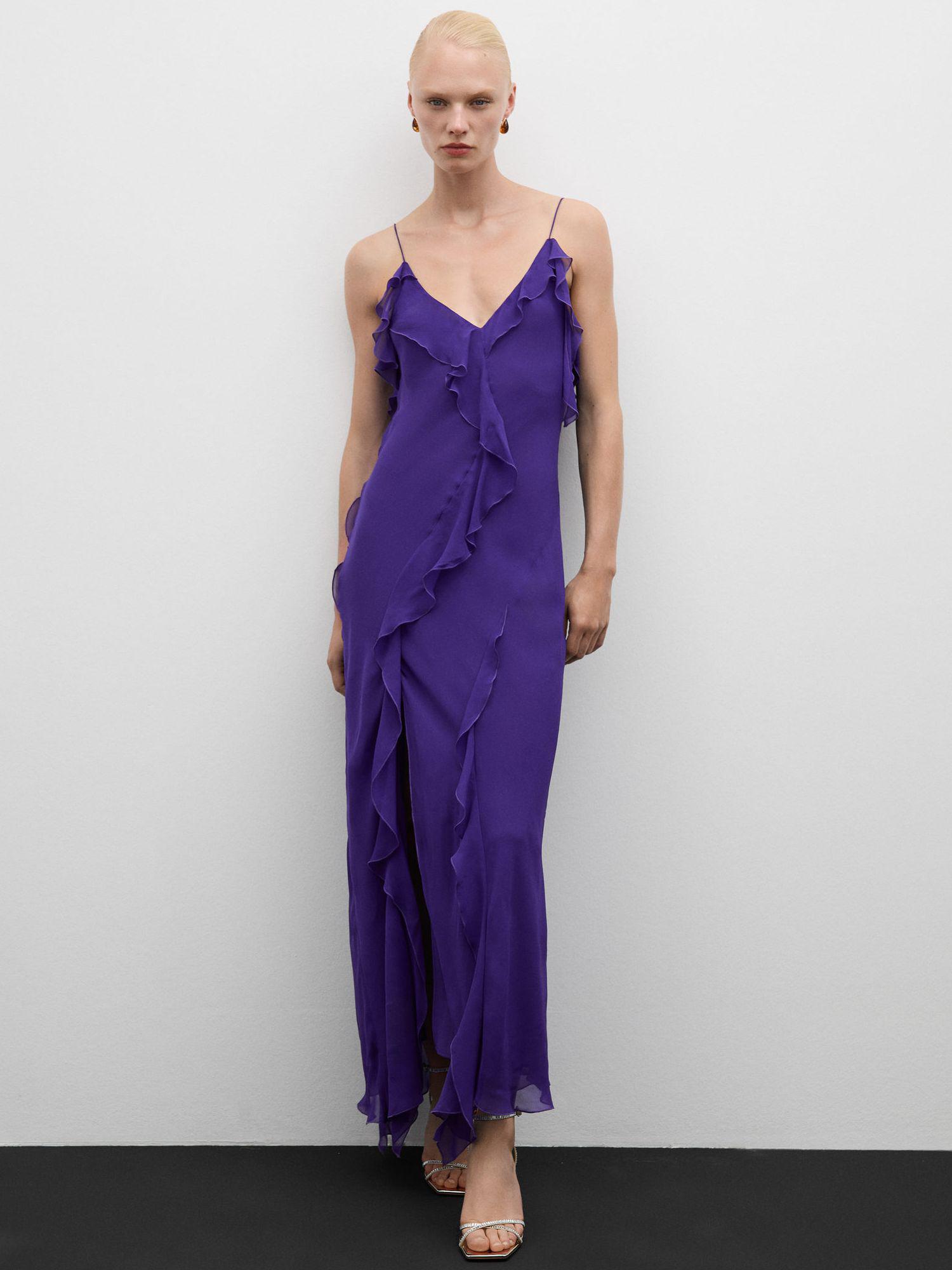 MANGO Sur Ruffle Maxi Dress in Purple endource — free download