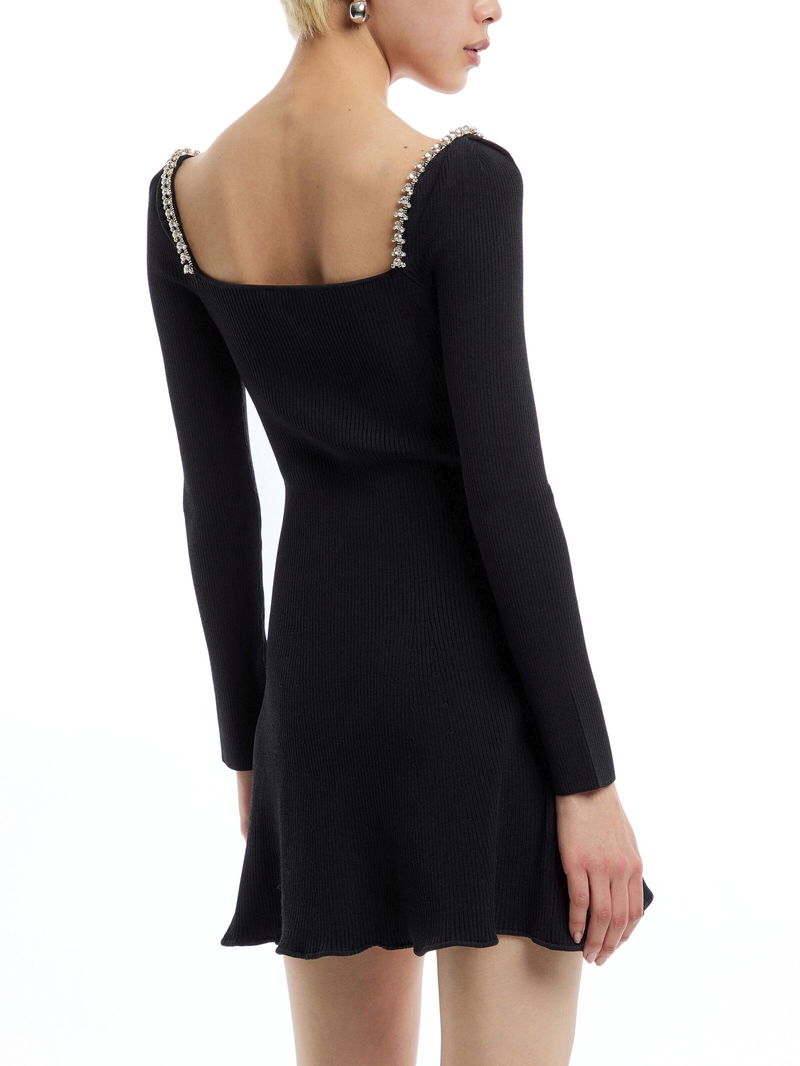 SELF-PORTRAIT Knit Diamante Mini Dress | endource