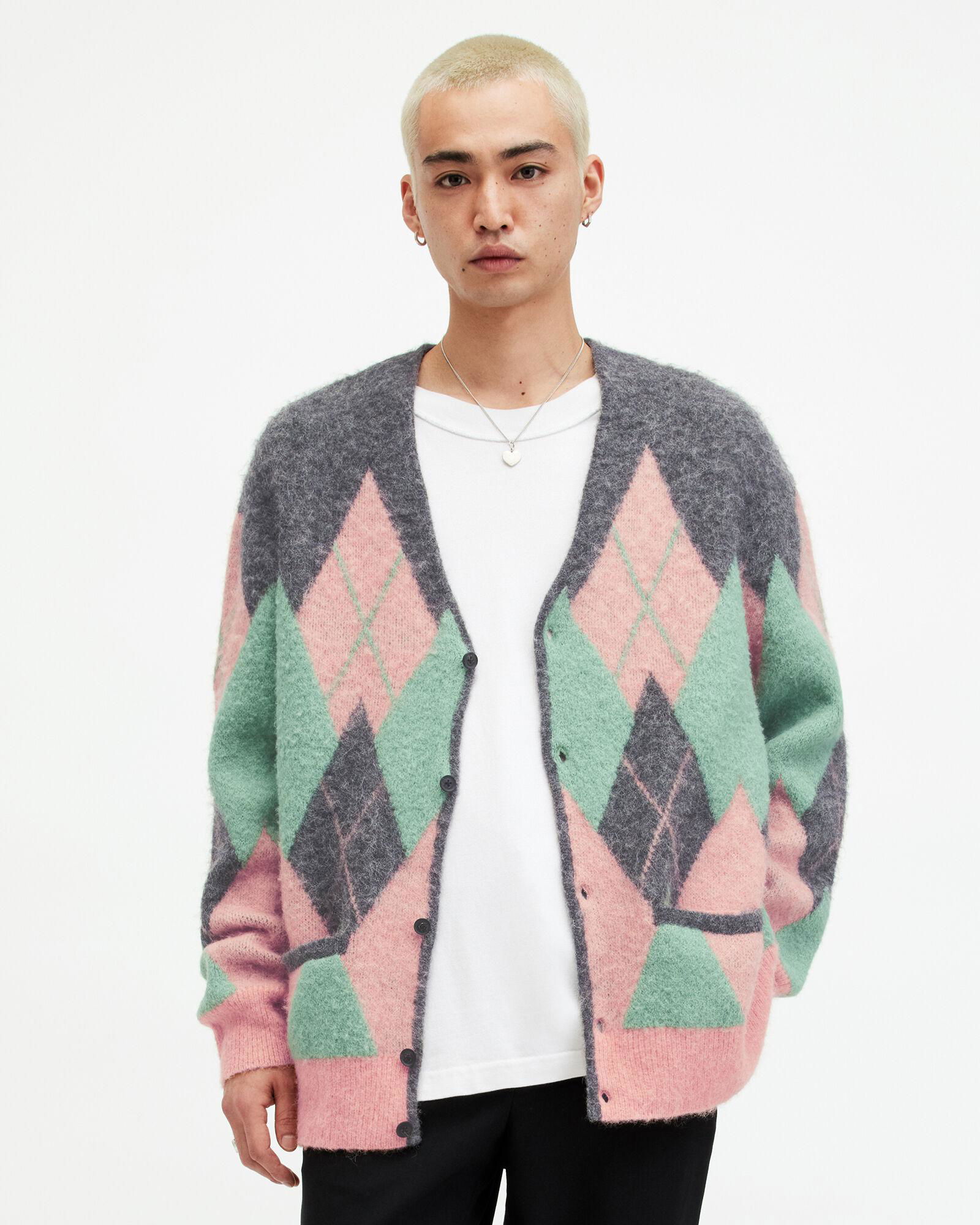 ALLSAINTS Harley Brushed Argyle Cardigan endource
