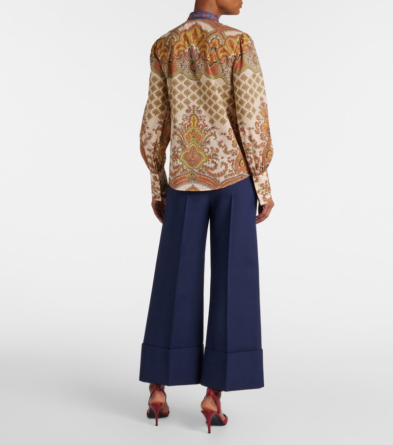 Valentino paisley blouse with wide-leg trousers