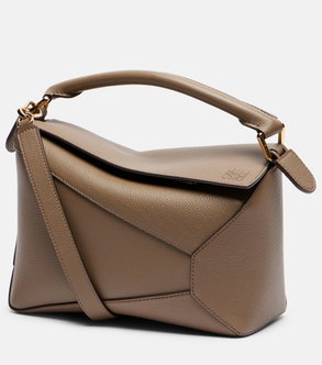 Taupe leather Puzzle bag with gold hardware