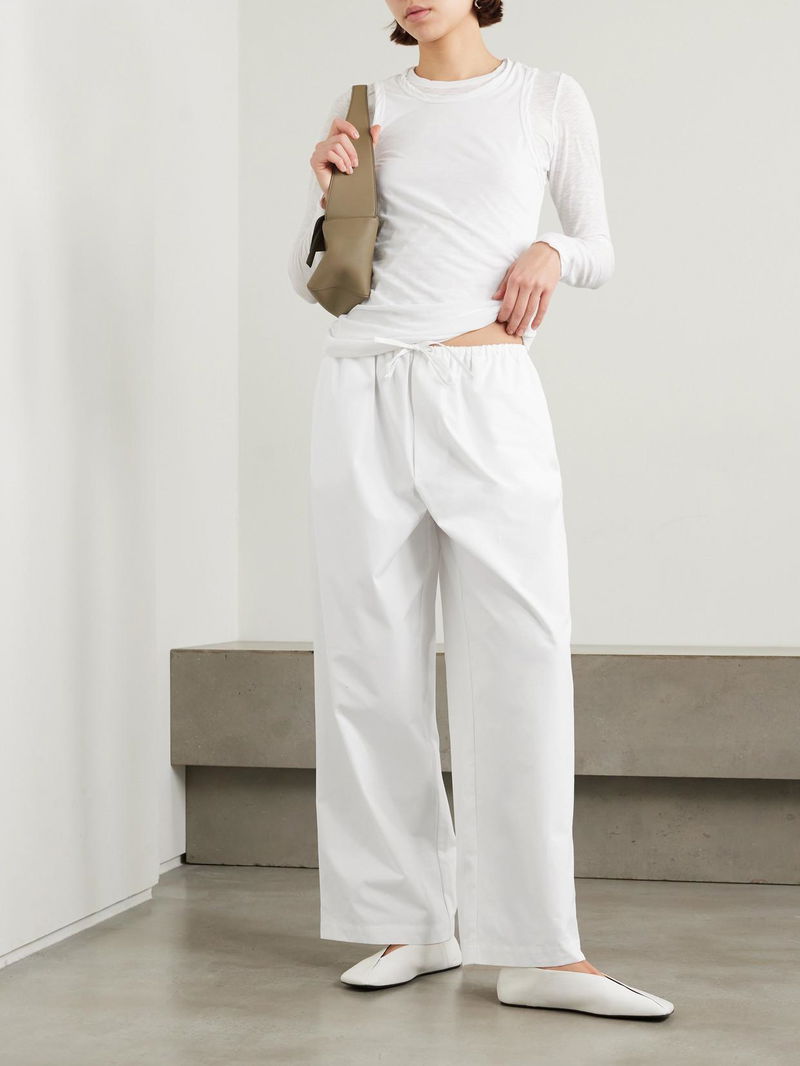 BASERANGE Kolla Organic Cotton-Poplin Pants in White | endource