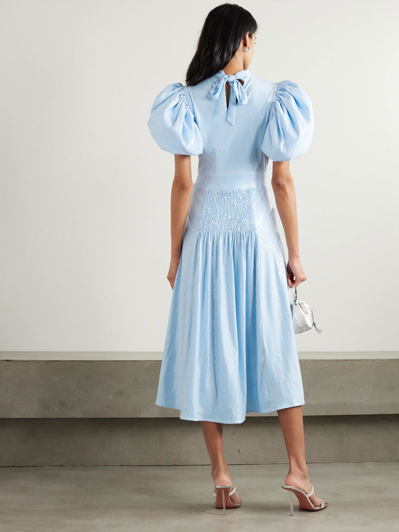 blue rotate dress Rent Rotate Grace Light Blue Satin Midi Dress – Elegant & Sleek – Versatile main image 1