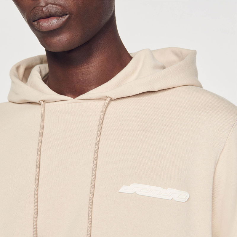 Sandro beige hooded sweatshirt, close-up