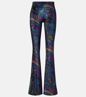 Etro paisley flared leggings, purple and teal