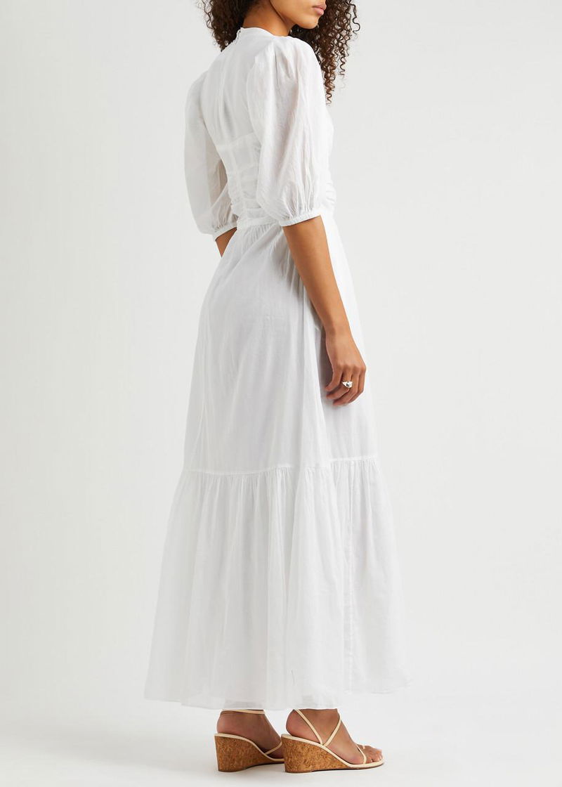 white christmas dresses Isabel Marant Etoile Maxi Dress Meadlon White Embroidered Cotton Size –  Celebrity Owned