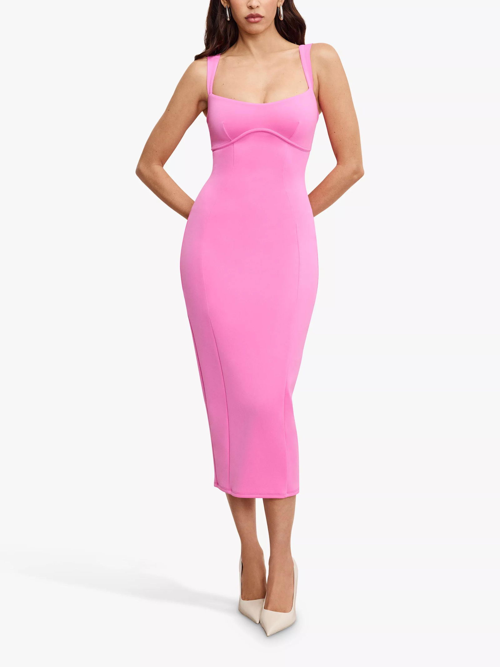 good american scuba midi dress Good American U-Corset Scuba Bodycon Midi Dress