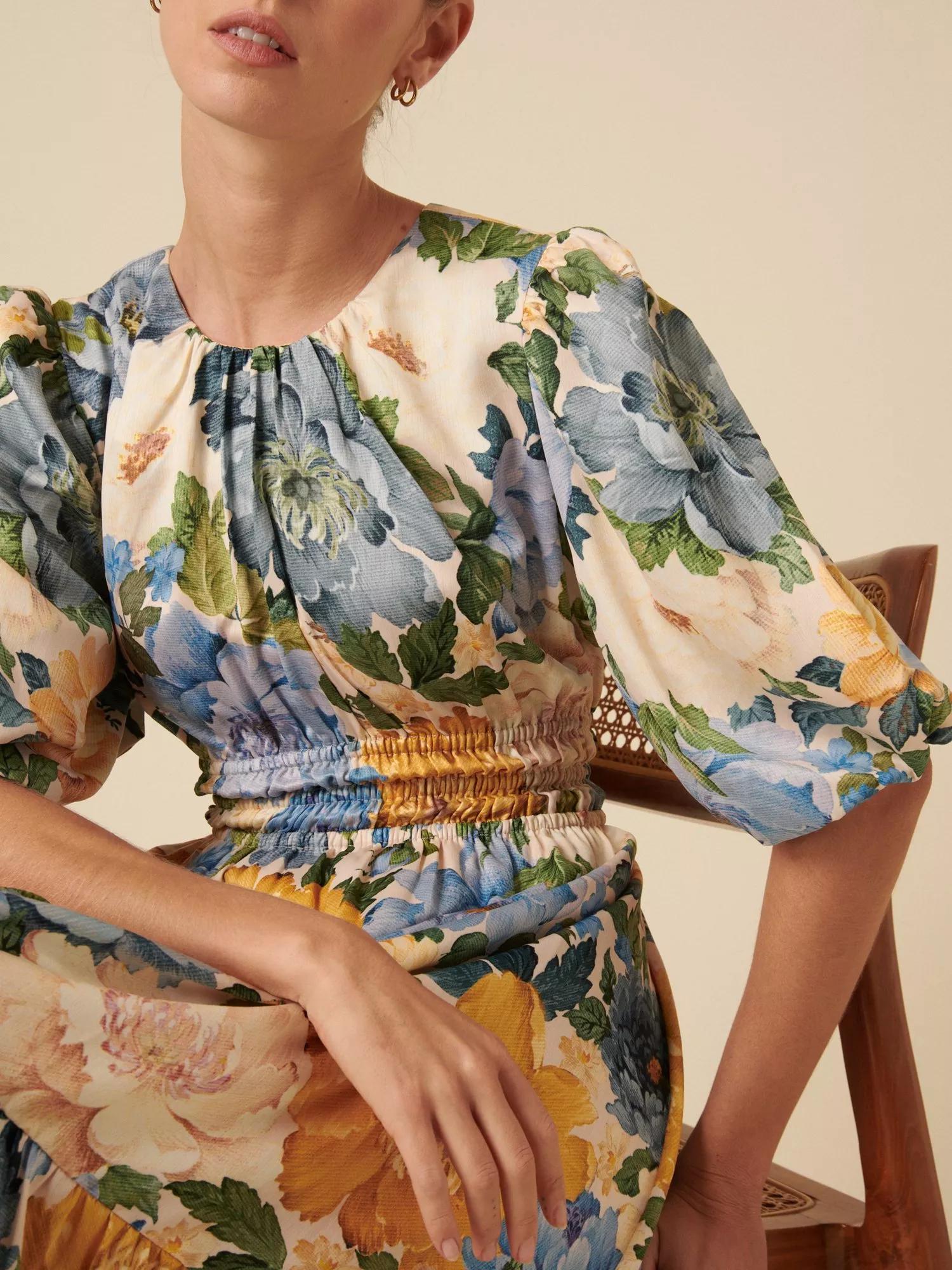 green floral printed zelda midi dress NOBODY'S CHILD Zelda Floral Midi Dress